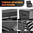 Tool Chest, 5-Drawer Rolling Tool Storage Cabinet with Detachable Top Tool Box, Liner, Universal Lockable Wheels, Adjustable Shelf, Locking Mechanism, Metal Tool Cart for Garage Workshop