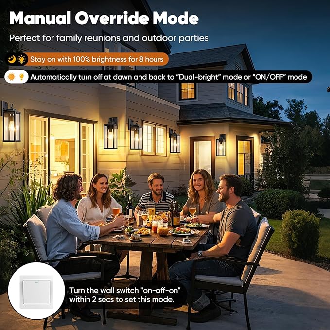 BesLowe 16” Upgraded Motion Sensor Outdoor Wall Lights, Dusk to Dawn Porch Lights Outdoor Wall Sconces, 3 Lighting Modes Exterior Lighting Fixtures with Hooks, Bronze Outside Lights for House, 2-Pack