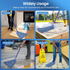 Matthew Cleaning Screw-on Heavy Duty Cotton Wet Mop Replacement Heads(Blue, Medium,3Pack) for Residential & Commercial Floor Cleaning Use- Fit Standard American Screw