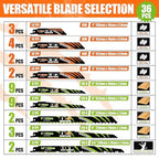 36-Piece Reciprocating Saw Blade Set with Organizer Pouch - Metal&Wood Cutting, Pruning Saw Blades