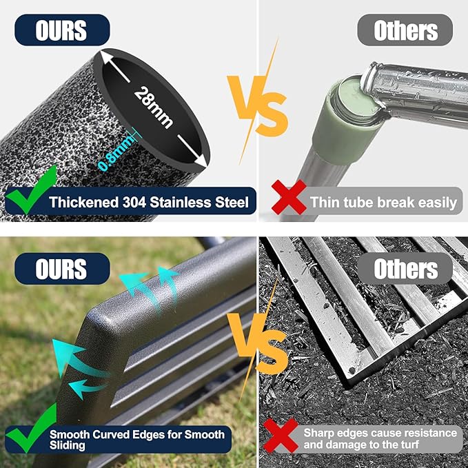 Heavy Duty Lawn Leveling Rake 30x10 with 70" Adjustable Handle - Commercial Grade Landscape Grading Tool, Foldable Yard Leveler for Soil Sand & Topdressing | Stainless Steel + Ergonomic Design