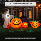 25FT Outdoor Extension Extension Cord for Halloween Christmas Inflatables with Multiple Outlets Green Electrical Cord with Multiple Plugs Outdoor Christmas Blow Up Decorations Light Extension Cords