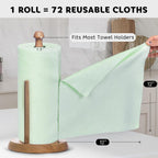 Matthew Microfiber Cleaning Cloth Roll 72Pack (12" x 12") Reusable Paper Towels&Washable Tear Away Towels,Ultra Water Absorbent Lint&Streak Free Cleaning Rags for Glass,Dishwash,Bathroom,Cars-Green