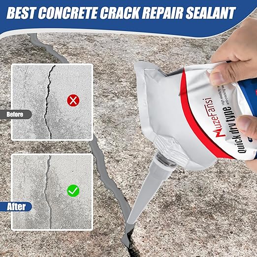 Concrete Crack Filler, Concrete Crack Repair Sealant, Weather-Resistant Crack Caulking Glue, Fast-Drying Crack Repair Adhesive for Slabs, Sidewalk, Foundation & Garage – Indoor Outdoor Use (5 Pack)