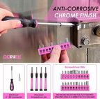 DOWELL 40 Pieces Home Tool Set Pink, General Household Hand Tool Kit with Plastic Toolbox Storage Case, Mini Repair Tool kit for Women, College Students, Home Use & More