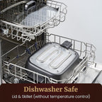 Elite Gourmet EG4403 15" x 12" x 3” Stow-Away Foldable Electric Skillet, Ceralast™ Ceramic Non-stick, 1500W Rapid Heat, Dishwasher Safe Pan & Lid, Black/Gray