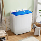 COSTWAY Portable Washing Machine, 17.6 lbs Capacity Twin Tub 11 lbs Washer and 6.6 lbs Spinner with Control Knobs, Timer Function, Drain Pump, Compact Laundry washer for Home Dorm Apartment RV (Blue)