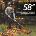 VNIMTI Garden Rake for Gardening, Heavy Duty Garden Rake for Lawns, 14 Tines Bow Rake with Fiberglass Handle, 58 Inches