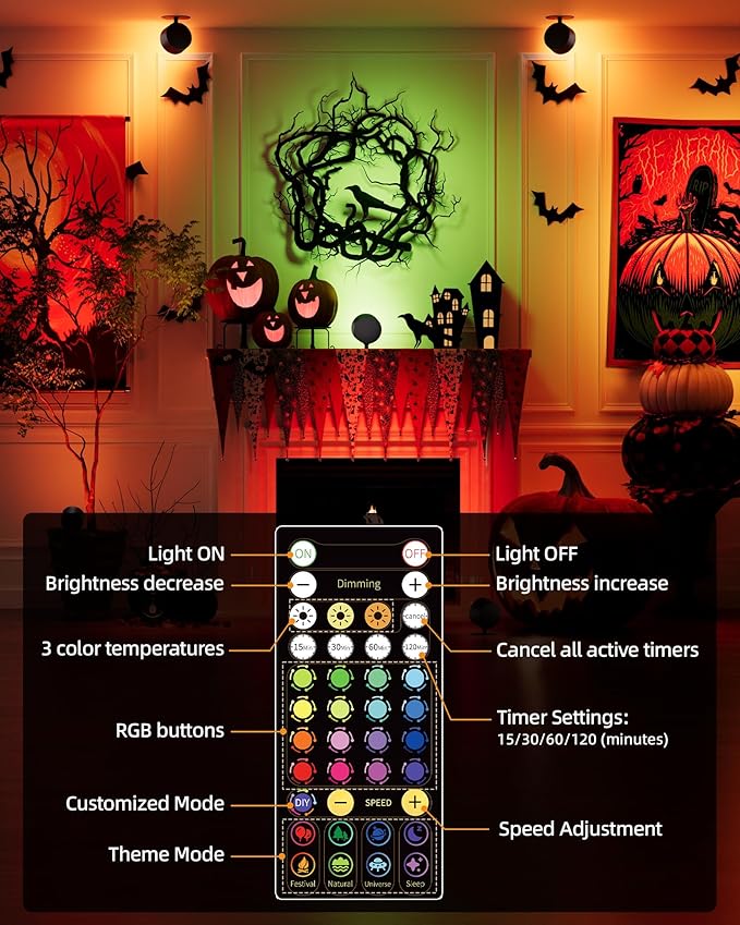 Wall Mounted Lights, 2 Pack Rechargeable RGB Color Changing Light, 3 Color Temps & Remote and Touch, 360°Rotation Dimmable Cordless for Study Bedroom Reading Bedside (Black)