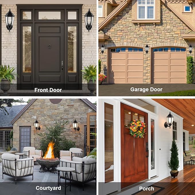 Outdoor Wall Lantern, 14 Inch Porch Light Fixtures with Seed Glass Shades, Waterproof Exterior Wall Lights, Mounted Outside Lighting for House Farmhouse Patio Doorway Garage (E26 Base Max 40W)