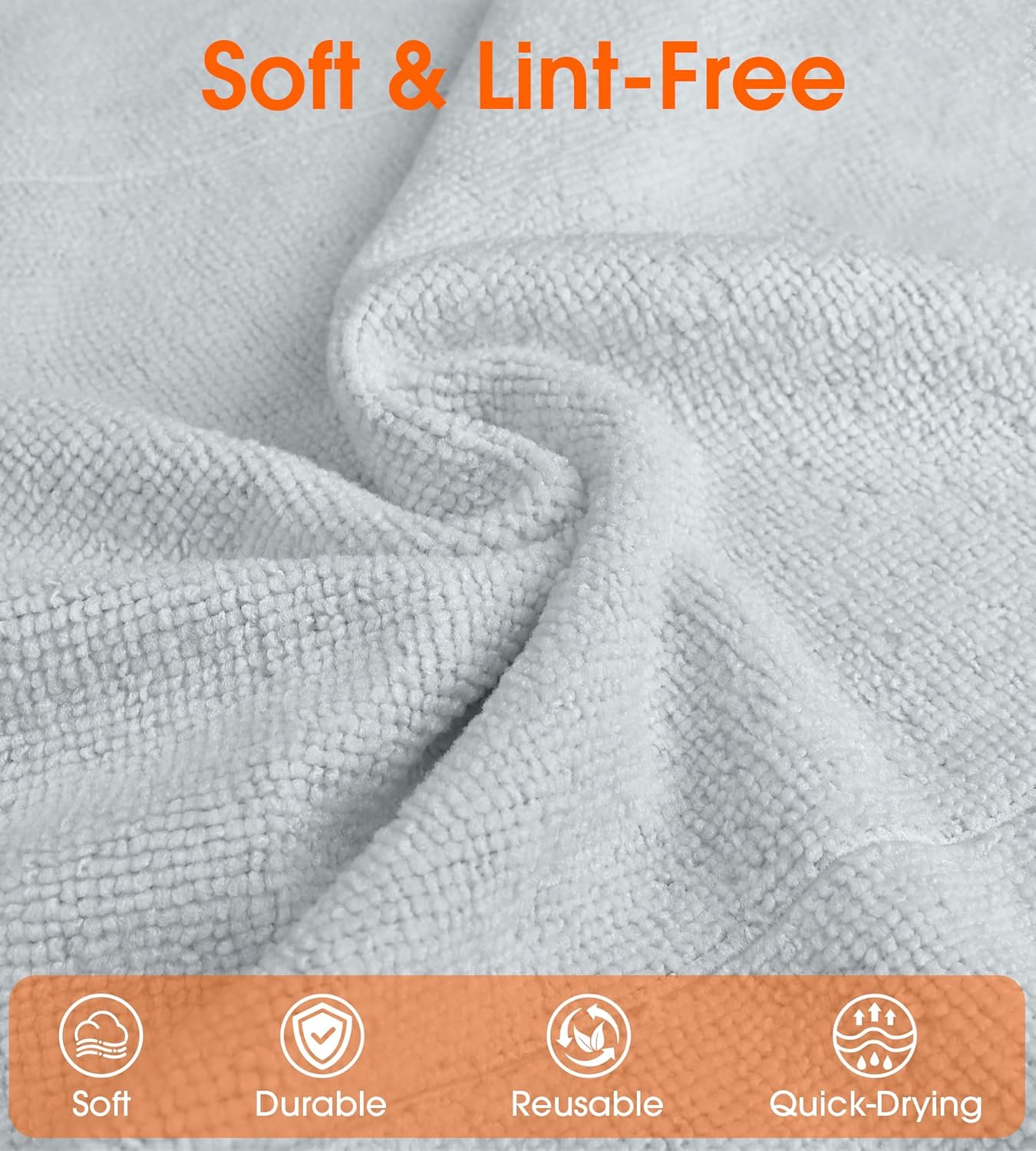 Roll of Microfiber Cleaning Cloth –100 Pack, Tear Away Microfiber Towels, Reusable, Washable, Scratch-Free, Cleaning Supplies,Kitchen Towels for Car, Home, Kitchen, Dishes(Cloud Gray)