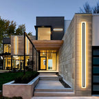 2 Pack Long Outdoor Modern LED Wall Light,31.5inch Waterproof IP65 Warm White 110V led Wall Mount Lighting Fixture Rectangular Black Elegant Frosted White Acrylic Anti Rust.