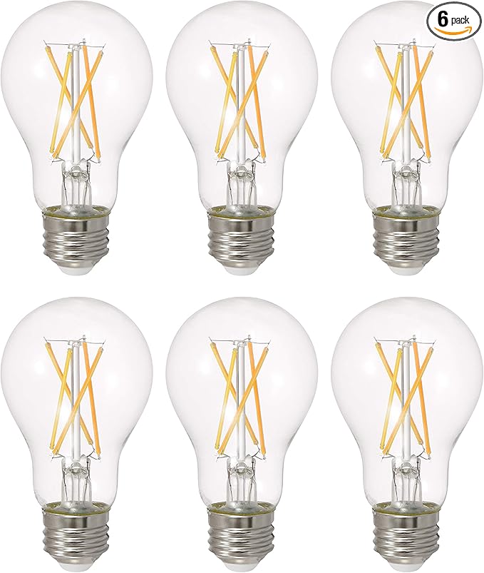 SYLVANIA LED TruWave Natural Series A19 Light Bulb, 75W Equivalent, Efficient 11W, 1100 Lumens, Dimmable, Clear, 2700K, Soft White - (Pack of 6) (40807)