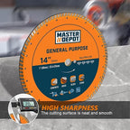 14 Inch Diamond Cutting Blade, Turbo Rim for Angle Grinder Circular Saw Cutter Wheel Dry Wet for Masonry/Concrete/Brick/Stone, 1"-20mm Arbor