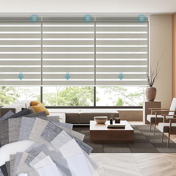 SmartWings Motorized Zebra Shades Work with HomeKit, Alexa, Google Home, 90% Blackout Light Filtering Day Night Sheer Blinds, Privacy Light Control, for Home/Office, Customized, Multi Color Samples