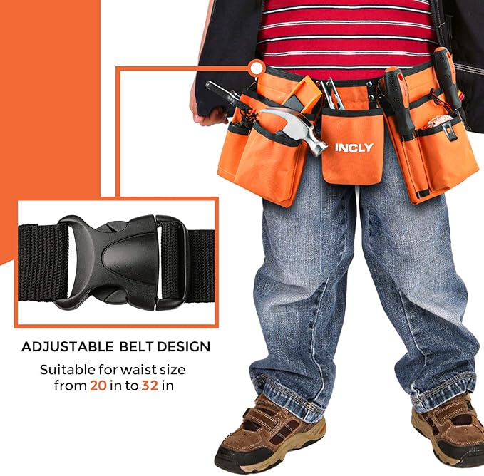 INCLY 95 PCS Real Tool Set, Small Real Hand Tools Kit, Construction Learning Tools Hammer Screwdriver for Home DIY Building and Woodworking,Come with Tool Belt & Bag