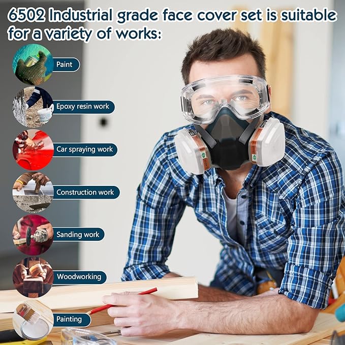 Reusable Half Face and Full Face Gas Mask with Activated Carbon Filter Against Organic Vapor/Dust/Chemical