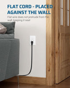 DEWENWILS 3 Outlet Extension Cord with Flat Plug, 3FT 16/3 Awg Grounded Power Cable for Indoor Use, SPT-3 Cord, Black, ETL Listed, 2 Pack…