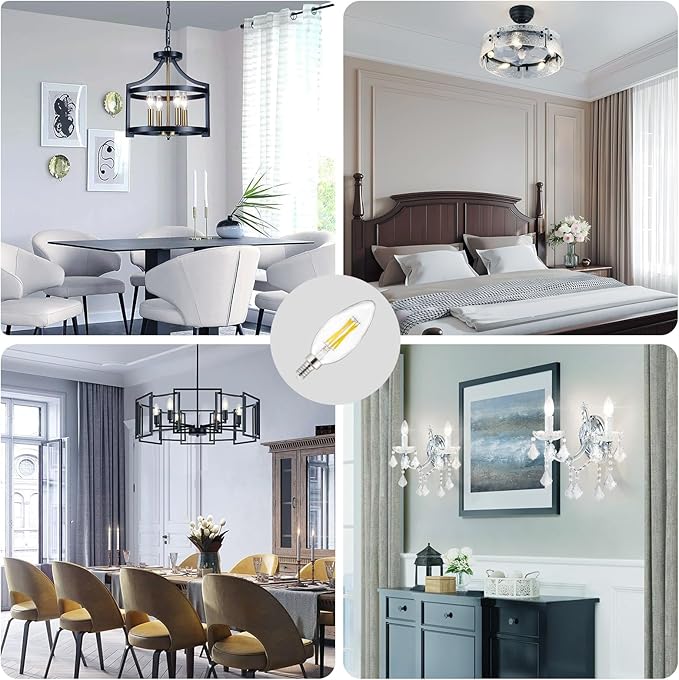 Depuley LED Light Bulbs E12: 12-Pack Candelabra Light Bulb 4W Candle Bulb Equivalent 40W - Edison Vintage Bulbs Daylight 5000K C35 Clear Bulb 500 LM 80+CRI Non-Dimmable