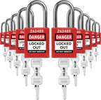 TRADESAFE Lockout Tagout Locks Set - 10 Red Keyed Alike Padlocks, 2 Keys Per Lock, OSHA Compliant Loto Locks for Lock Out Tag Out Stations, Premium Grade