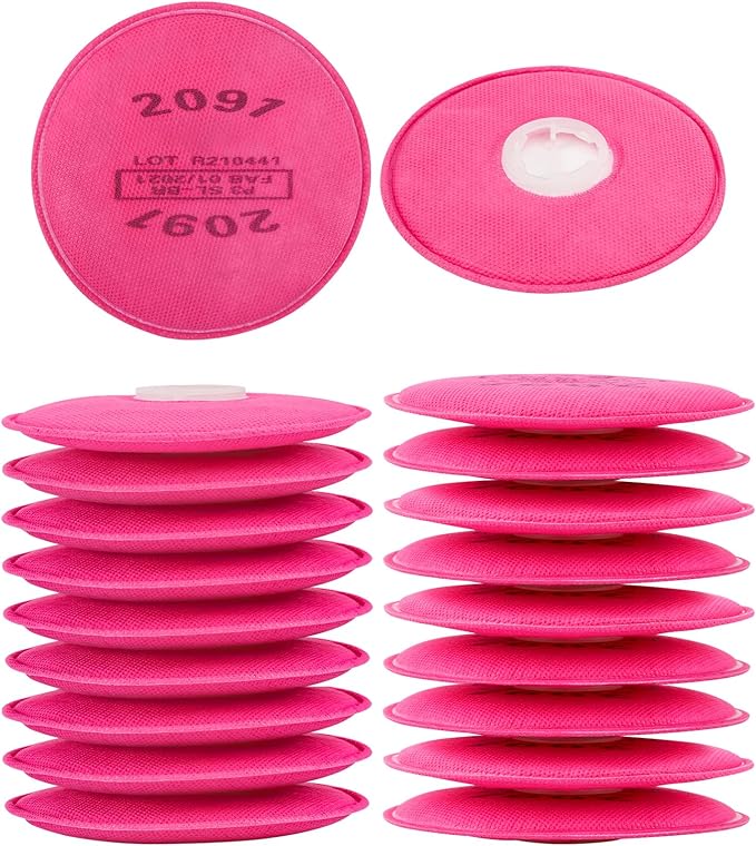 20Pcs/10Pairs 2091 Respirator Filters, High-Efficiency Dustproof Filter Cotton, 2091 Particulate Filter/Cartridges for 6200, 6502, 6800, 7502 etc Respirator, for Asbestos, Welding, Painting, Sanding