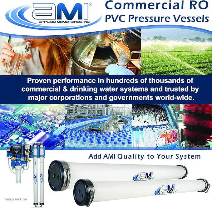 APPLIED MEMBRANES, INC. 4x40 RO Membrane Housing | PVC RO Pressure Vessel for 4" x 40" RO, UF, NF, MF Membrane Element | Commercial Water Treatment | 200 PSI | U-Pin Style | PV4040PWG