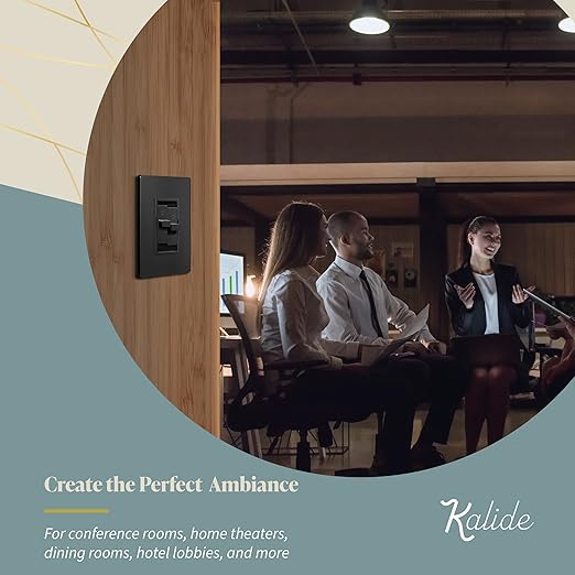 TOPGREENER Kalide Dual Load Dimmer Light Switch, Double LED Dimmer Switch, Full Range Dimming, Single Pole, 120VAC, 60Hz, 200W LED/CFL, Neutral Wire Not Required, TGDDS-BK, Black