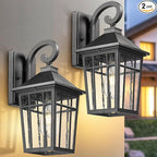 Darkaway Outdoor Wall Lights for House, Exterior Lighting Fixtures Wall Mount Outdoor Porch Lights Waterproof Black Outdoor Sconce Lights with Seeded Glass for Patio Hallway Garage,2 Pack
