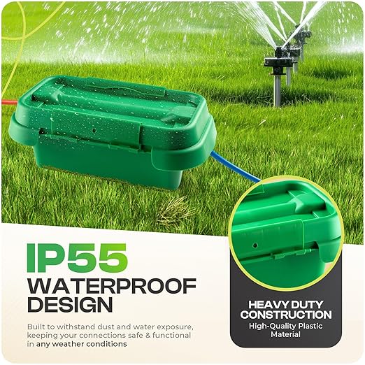 SOCKiTBOX – The Original Weatherproof Connection Box – Indoor & Outdoor Electrical Power Cord Enclosure for Timers, Extension Cables, Holiday Lights, Power Tools, Fountains & More – Size Small – Green