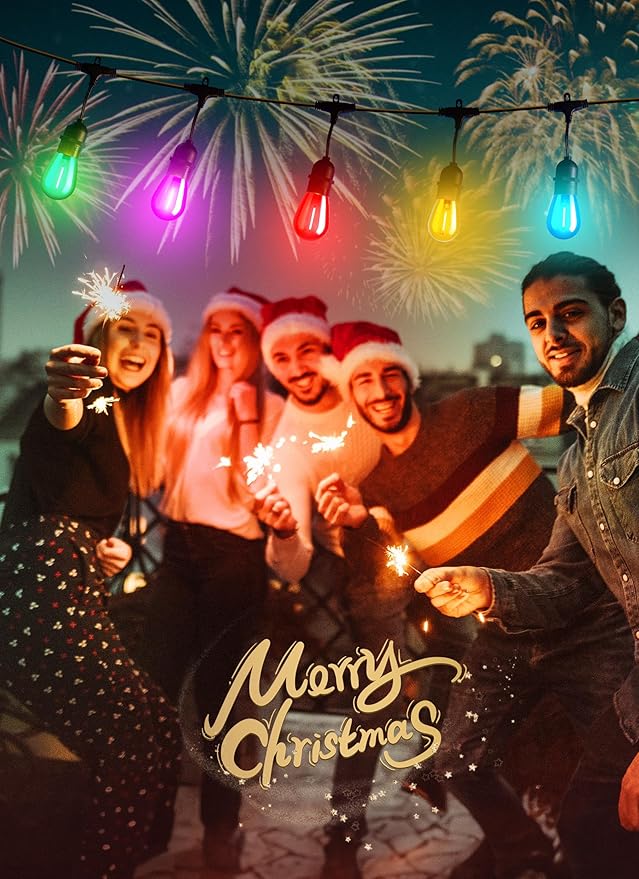 Minetom 20 Pack Multicolor S14 LED Christmas Replacement Light Bulbs, UL Listed, 1 Watt E26 Medium Base Plastic Shatterproof LED Edison Bulbs, Easily Screw in Strings Spools Strands