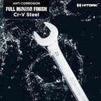 HITORK 19 Piece Metric Combination Wrench Set (6–24mm) Cr-V Steel Mirror Chrome Finish 12-Point Box End, 15° Offset, Roll-Up Pouch – Durable Open End Wrench Set for Home, Garage & Auto Repair