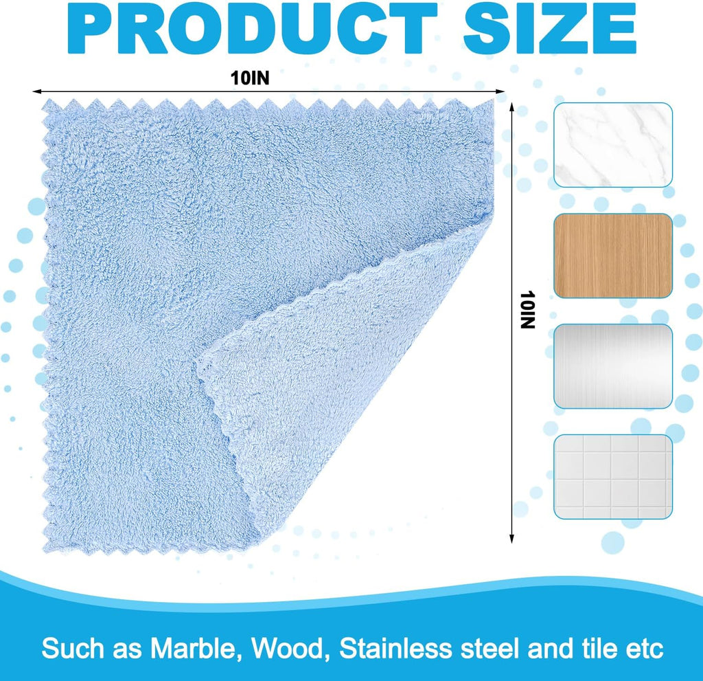 Microfiber Cleaning Cloths, 12 Pack Coral Fleece Cleaning Rags for Housekeeping, Highly Absorbent Reusable Cleaning Towels,10"X10"(Multicolor)