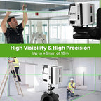 Laser Level Self Leveling, 100Ft Rechargeable Dual Modules Line Laser, Lazer Leveler Tool for Picture Hanging with Brightness Adjustment, Magnetic Bracket Carrying Case Battery Included