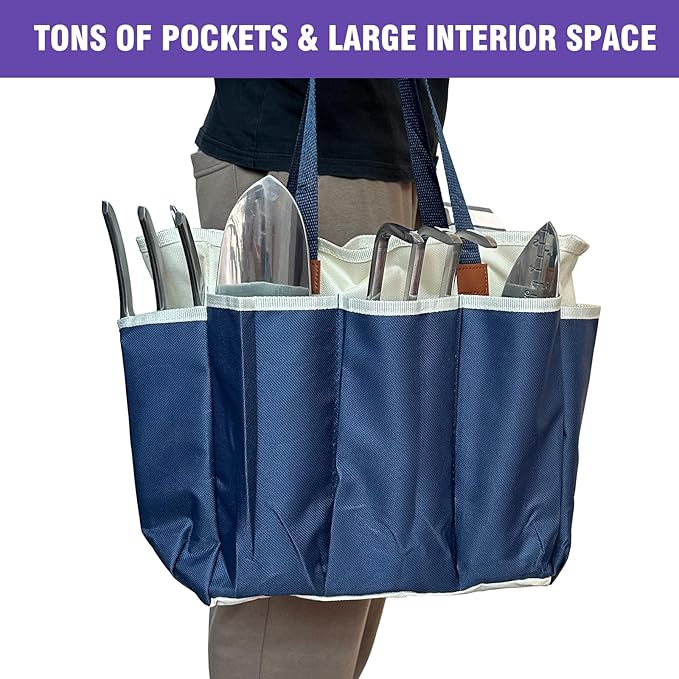 Gardening Tool Set, 9-Piece Heavy-Duty Aluminum Garden Tools with Non-Slip Handles and Large Tool Bag with Storage Pockets, Durable Hand Gardening Tools - Perfect Gardening Gift for Men and Wome