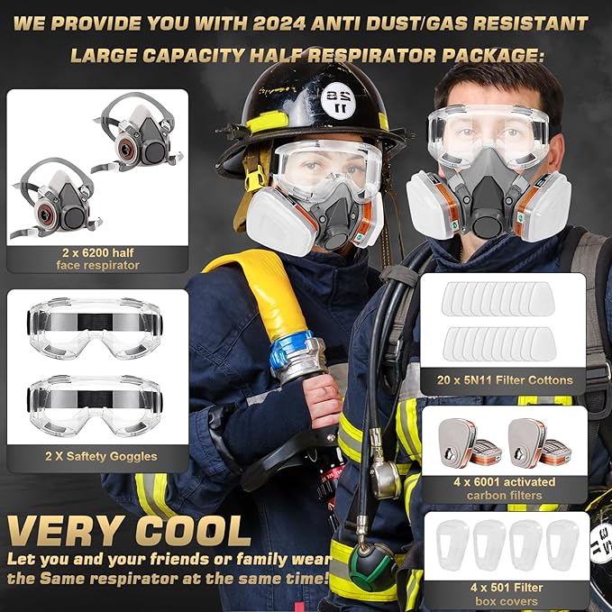 Reusable Half Face and Full Face Gas Mask with Activated Carbon Filter Against Organic Vapor/Dust/Chemical