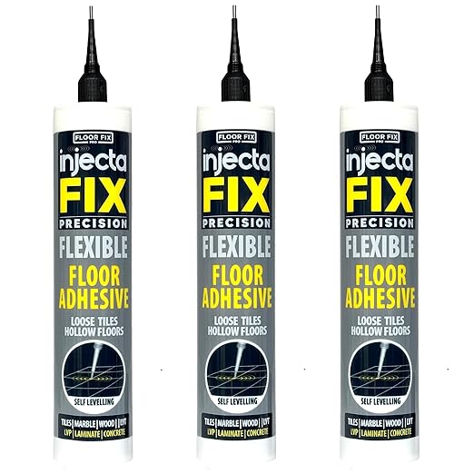 Precision 300ml from Floor-Fix Pro - Fix Loose Tiles - for Loose & Hollow Tiles, Wood, LVT & Laminate - Includes 1.9mm Syringe Tip - Adjustable to 6mm + Anti-Clog Performance (Pack of 3)