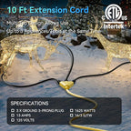 K KASONIC - 10 Ft Extension Cord with 3 Outlets, UL Listed 16/3 SJTW 3-Wire Grounded, 13A 125V 1625W for Indoor/Outdoor Use -Yellow