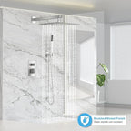 Shower Faucet Set Bathroom Square Rain Shower Head and Handle Set, Wall Mounted Shower Fixtures, Full Metal Trim Repair Kit 12 inch Brushed Nickel (With Shower Valve)