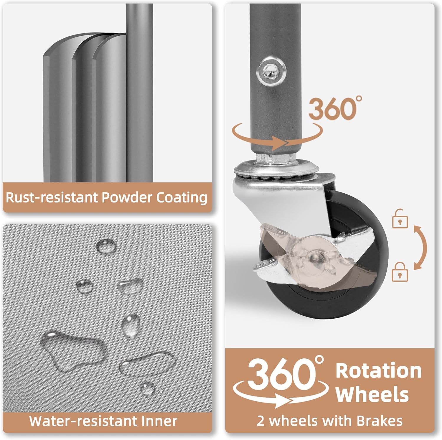 STORAGE MANIAC 120 Liters Vertical Rolling Laundry Hamper, 3 Section Laundry Sorter with Wheels and 2 Breaks, 3-tier Laundry Baskets for Small Space, Dorm, Laundry Room, Closet, Bathroom, Gray 3-tier