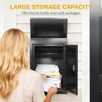 DWVO Wall-Mount Mailbox with Password Lock & Secure Lid, Parcel Drop Box, Anti-Theft Lockable Storage Box for Home, Office & School, Wall-Mounted or Floor-Mounted, Black, 9 gallons