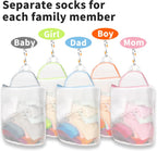 5Pcs Hanging Laundry Bags for Socks with S Hooks, 5 Color Mesh Laundry Bags for Washing Machine