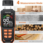 Proster Rechargeable Moisture Meter with Tri-Colour Display – Wall Damp Meter with Visual & Sound Alerts, Professional Damp Detector for Timber, Walls, Cement, and Building Materials