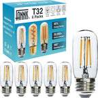 6 pcs T32 T12 Dimmable LED Appliance Light Bulb Range Hood Light Bulb,4W Equivalent to 40W, Clear Glass Warm White, E26 Bulb, Refrigerator Bulb and Indoor Lighting.