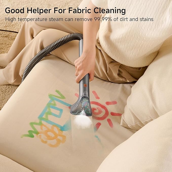 uwant Portable Carpet Cleaner with Steam& Heating System 18Kpa Powerful Suction Carpet Cleaner with 4 Cleaning Tools& Solution 2 in 1 Upholstery Cleaner Steam Cleaner for Pets, Car