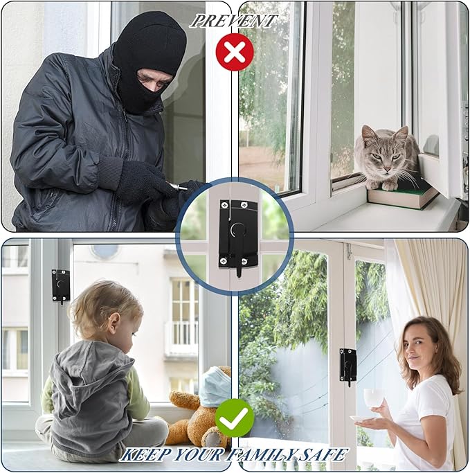 10 Pack Window Sash Locks, Cam Action Window Locks for Double Hung Window Latches Replacement, Black Sliding Window Parts and Hardware Latch Lock for Vertical and Horizontal Sliding Windows