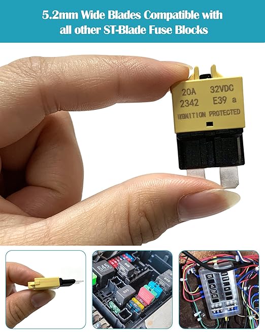 Automotive Low Profile ATC ATO Fuse Car Resettable 3A 5A 7.5A 10A 15A 20A 25A 30A Standard Fuses Manual Reset Fuses Blade Circuit Breaker for Boat Truck SUV Motorcycle 32VDC Fuse Assortment Kit