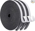 MAGZO Weather Stripping Door Seal, 1/2 Inch Wide X 1/8 Inch Thick Adhesive Foam Tape Soundproof Weatherstripping for Windows, 3 Rolls Total 50FT Black