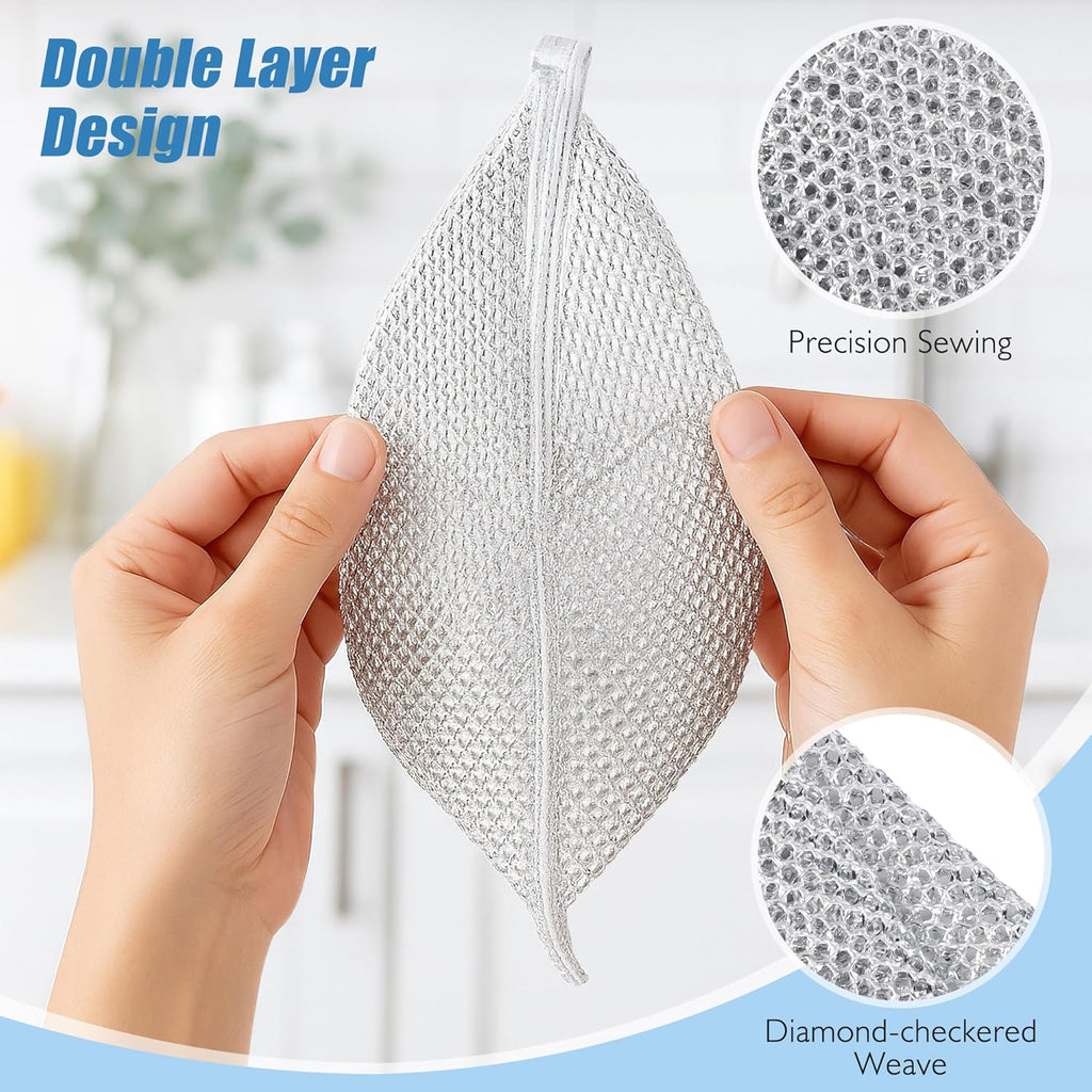 50pcs Non Scratch Wire Dishcloth, Multipurpose Wire Dishwashing Rags for Wet and Dry, Reusable Stainless Steel Cleaning Cloth, Kitchen Metal Dish Cloths for Washing Dishes Sinks, Dishes, Stove Top