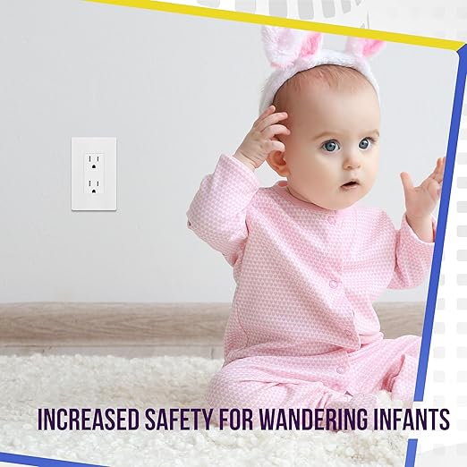 ENERLITES White Decorator Receptacle with Screwless Wall Plate, Standard Electrical Wall Outlet, 15A 125V, Self-Grounding, 2-Pole, 3-Wire, 5-15R, UL Listed, 61502-TR-WSID, Tamper Resistant