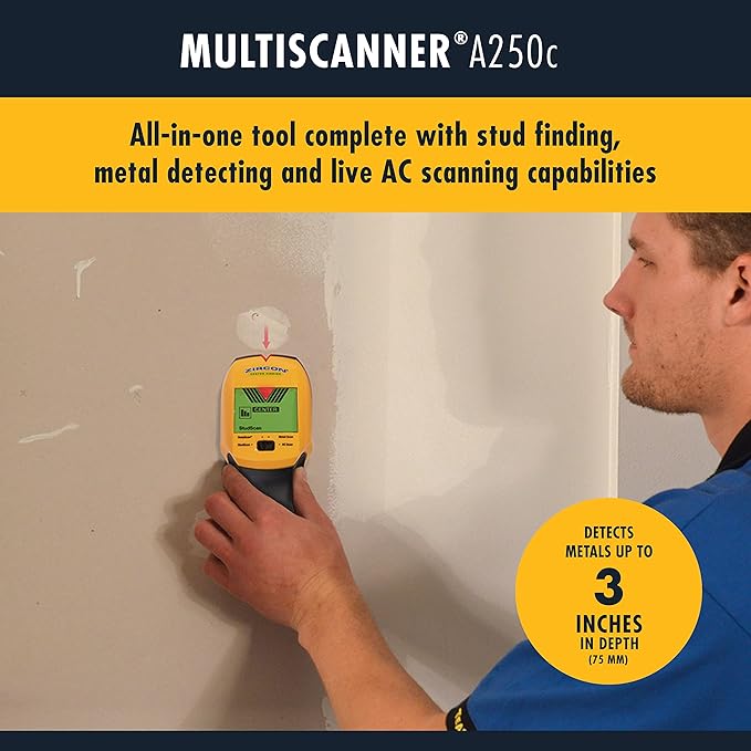 Zircon MultiScanner A250c All-In-One Stud Finder/Metal Detector/Live AC Wire Detection and Scanner